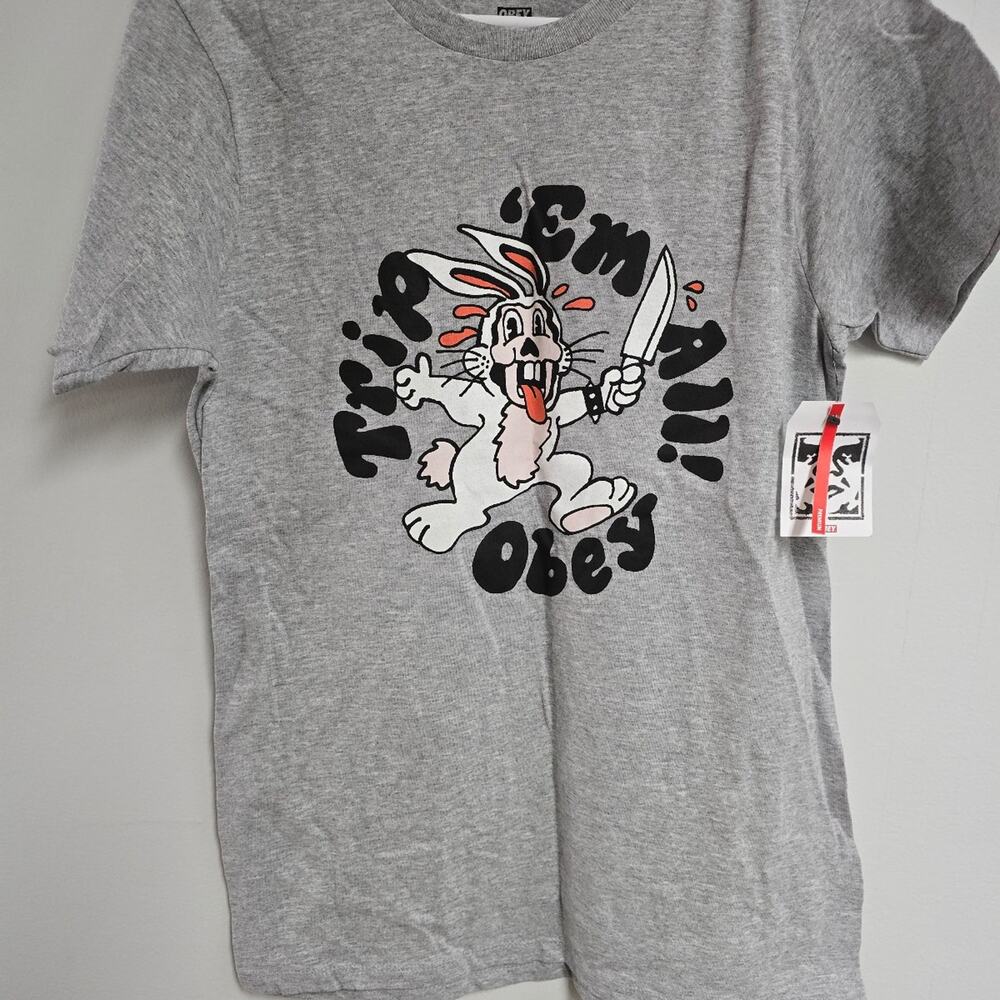Obey Trip Em All Rabbit Graphic Tee NWT Streetwear Size S